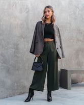 Linda Wide Leg Cropped Pants - Olive